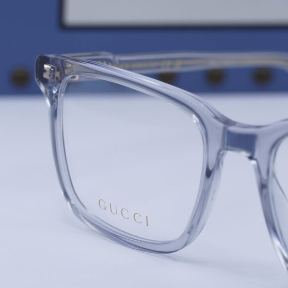 Gucci GG1120O 005 Square 55mm Eyeglasses - Transparent Blue - Picture 2 of 12